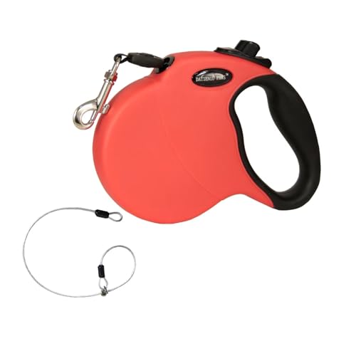 13FT Retractable Dog Leash for Small Dogs up to 22lbs with Chew Proof Steel Wire Extender, Lightweight, Durable & Safe Walking Solution Red S - color: Red, size: Small