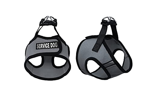 Dogline Boston Step in Mesh Dog Harness with Service Dog Patch No Choke Pet Vest Soft Gentle Padded Chest Halter for Puppies Small Medium and Large Dogs 14 to 16 inches Girth Grey - color: Grey, size: Girth 14 to 16"