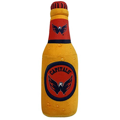 Pets First NHL Washington Capitals Beer Bottle Plush Dog & Cat Toy- Cutest Stadium SODA Bottle Snack Plush Toy for Dogs & Cats with Inner Squeaker & Beautiful Hockey Team/Logo - color: Washington Capitals, style: NHL Beer Bottle Toy