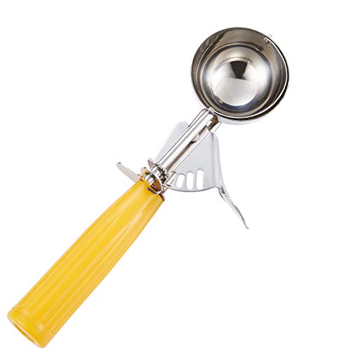 Saebye Portion Scoop - #20 (1.5 oz) - Disher, Cookie Scoop, Ice Cream Scoop - Portion Control - 18/8 Stainless Steel, Yellow Handle, For Cookie, Ice Cream, Meatball, Muffin, Cupcake, Protein Balls - size: #20/ 1.5 oz