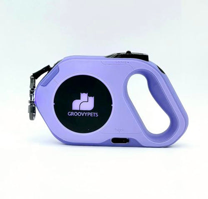 Rechargable Super Bright LED Flashlight Color Streamer Ring Anti-Tangle Retractable Sturdy Nylon Dog Leash, 16-ft Long, 3/8-in Wide (Purple) - color: PURPLE