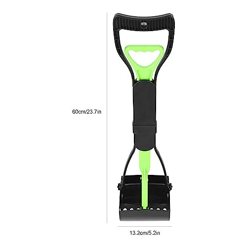 Pet Pooper Scooper, 23.7 Heavy Duty Dog Pooper Scooper, Long Handle Poop Picker Upper, Portable Pet Waste Grabber for Yard, Grass, Dirt, Double Spring, Dog Supplies (Green+Black)