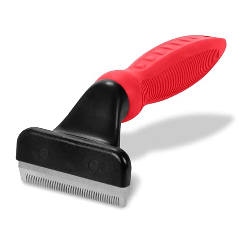 RYAN'S PET SUPPLIES Deshedding Tool, Red, Medium, Professional Dog Grooming Brush for Shedding, Pet Hair Remover, Fur Removal Brush for Medium and Long Pet Hair - size: Medium