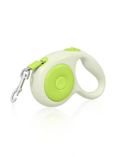 12 Feet Retractable Dog Leash, Nylon Tape Lead for Small Dogs up to 26 lbs, One-Handed Brake and Pause Function(Hamburger Green) - color: Green
