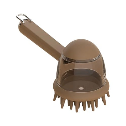 Bristles Dog Bath Brush for Bathing Massage Grooming Tool with Shampoo Dispenser for Efficient Dog Cats Pet Shower Brush for - color: Coffee