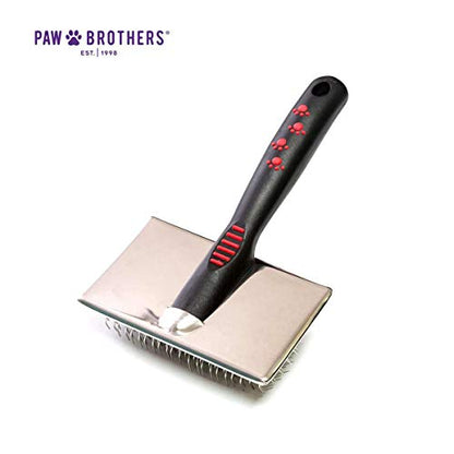Ryan's Pet Supplies Paw Brothers Flat Slicker Brush for Dogs, Dog Brush for Short Haired Dogs, Professional Grade, Coated Tips, Gentle on Skin, Maximum Coverage, Medium, 3.5 in x 1.625 in - size: Medium