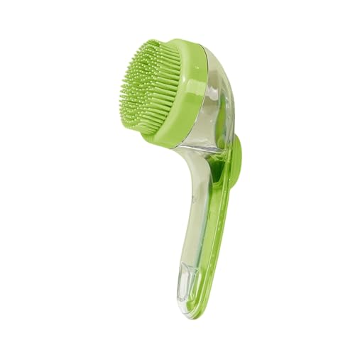 Pet Bathing Brush Soft Silicone Bristles Massager Shower Bathing with Shampoo Dispenser Dogs Cats Grooming Tool Brushes for Dogs Soft Silicone Shampoo Massage Dispenser Grooming - color: Green