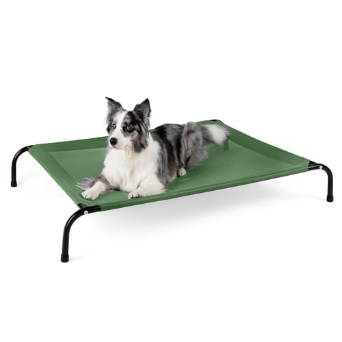 Cooling Elevated Dog Bed for Extra Large Dogs with Non-Slip Floor Protectors & Breathable Mesh, XL Raised Indoor & Outdoor Dog Cot Hammock, 54" L x 35" W x 8" Th, X-Large, Green - color: Green, size: 54.0"L x 35"W x 8.0"Th