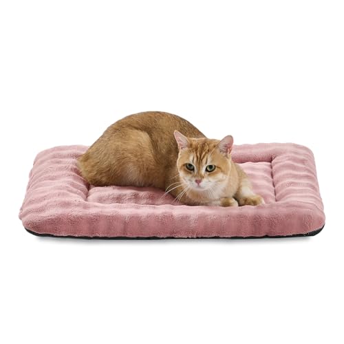 Pet Bed Mat Crate Pad for Cats Small Dogs, Washable Soft Pet Sleeping Mat Kennel Pad with 3D Bubble Pattern, Dusty Pink, 24"x 18" - color: Dusty Pink, size: 24"L x 18"W x 1.5"Th