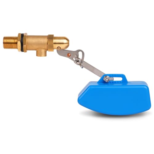 Brass Float Valve 1/2 Inch, Livestock Water Tank Float Valve Switch Brass Float Ball Valve Shut Off Pool Auto Fill Valve for Automatic Waterer - style: 1/2 Inch