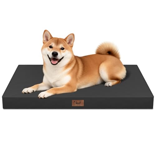Outdoor Waterproof Orthopedic Dog Bed for Medium Size Dogs | Egg Crate Foam for Joint Support, Fits 36x23 Crates, TPU Waterproof Layer, Machine Washable 1680D Oxford Cover, Up to 50 lbs - color: Black, size: 35.0"L x 22.0"W x 3.0"Th