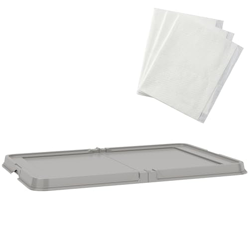 PawHut Pee Pad Holder 34" x 24.5", Foldable Indoor Potty Tray for Dogs, Large Training Pad Holder, Includes 3 Pee Pads, Anti-Slip & Easy to Clean