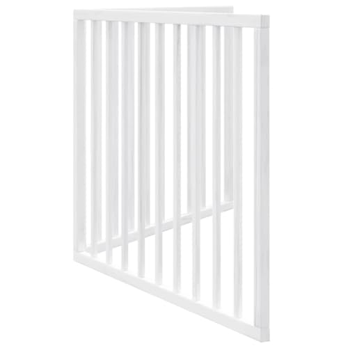 Set of 2 Dog Gate for Doorways and Stairs, 63 in Wide Freestanding Pet Gate, Adjustable Foldable Safety Barrier for Dogs, Solid Poplar Wood Indoor Fence, White