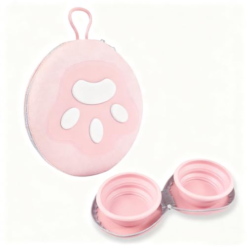 Zegcohjave Collapsible Dog Bowls, 2-in-1 Silicone Portable Dog Food and Water Bowl, Travel Pet Bowls for Dogs & Cats, Ideal for Camping, Hiking and Outdoor Adventures(Pink) - color: Pink