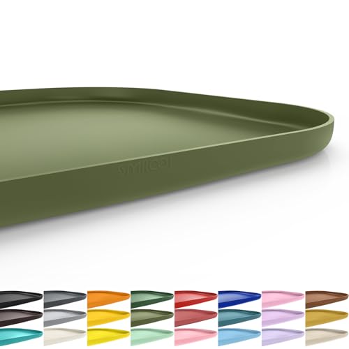 SMILOOL Silicone Pet Food Mat with Raised Edge for Food and Water Bowl, Dog Feeding Mats, Cat Food Trays for Floor Waterproof, Rubber Tray for Dogs and Cats, 22 x 14 x 0.8 Light Olive Green - color: Light Olive Green, size: 22"L x 14"W
