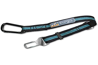 Kurgo Wander Dog Hammock Style Seat Cover, 27.5" Wide, Heather Charcoal Grey, Model:K01783 & Direct to seat Belt Tether for Dogs, Blue