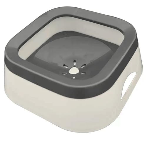 Anti-Splash Slow Water Bowl No Spill Water Feeder for Dogs and Cats 35 Oz Non-Slip Vehicle Carried (Grey, M) - color: Grey