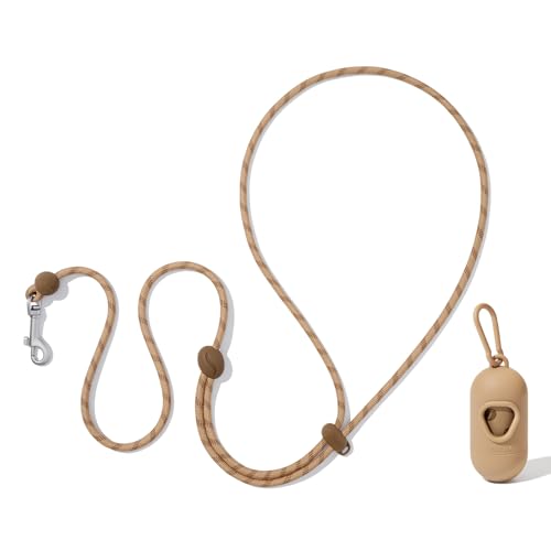 VETRESKA Crossbody Hands Free Dog Leash, 5FT Adjustable Rope Leash for Small Medium Dogs, Waist Multifunctional Leashes for Walking, No Pull Dog Leashes with Bag Dispenser, 2 in 1 Walk Set (Coffee) - color: Coffee Brown