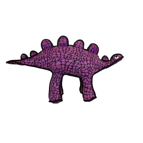 TUFFY - World's Tuffest Soft Dog Toy - Dinosaur Stegosaurus- Squeakers- Multiple Layers. Made Durable, Strong & Tough. Interactive Play (Tug, Toss & Fetch). Machine Washable & Floats - color: Purple Stegosaurus Dinosaur