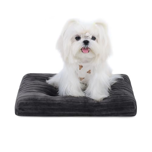 Dog Crate Bed Washable Dog Beds for XX-Small Dogs Deluxe Thick Flannel Fluffy Comfy Kennel Pad Anti-Slip & Anti-Scratch Pet Sleeping Mat, 17 x 11 Inch, Gray - color: Gray, size: 17.0"L x 11.0"W x 2.5"Th