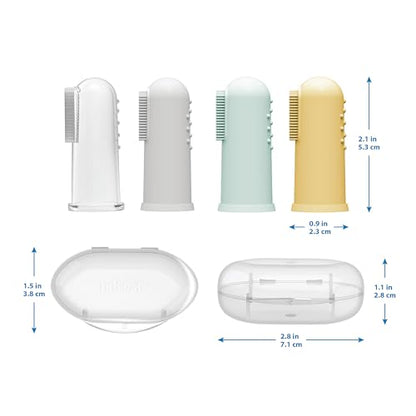 Dr. Brown's Silicone Finger Toothbrush for Baby with Travel-Storage Case, 3m+, Gray and Yellow, 2-Pack