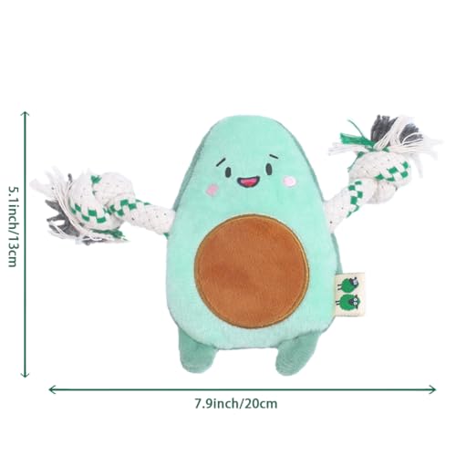 Green Sheep Puppy Plush Dog Toy, No Stuffing Squeaky Toy with Recycled Cotton Rope for Teething, Comfort and Gentle Play, Small Dogs and Puppies, Avacado - color: Avocado