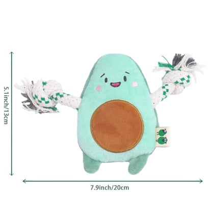 Green Sheep Puppy Plush Dog Toy, No Stuffing Squeaky Toy with Recycled Cotton Rope for Teething, Comfort and Gentle Play, Small Dogs and Puppies, Avacado - color: Avocado
