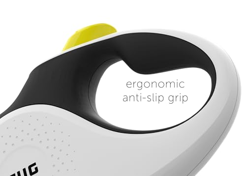 TUG 360° Tangle-Free Retractable Dog Leash with Anti-Slip Handle | 16 ft Strong Nylon Tape | One-Handed Brake, Pause, Lock (Medium, White/Neon Yellow) - color: White/Neon Yellow, size: Medium