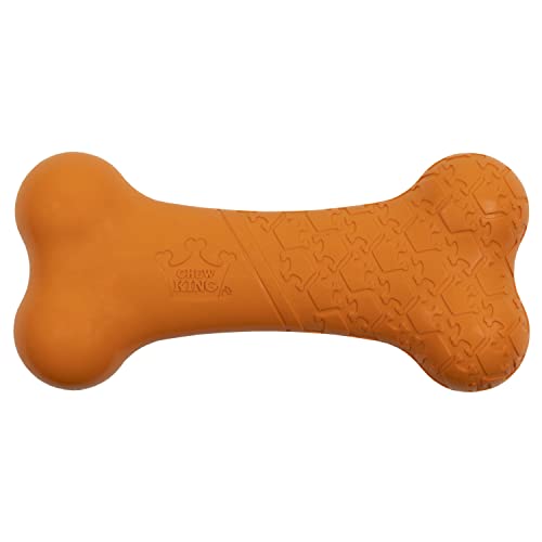 Chew King by Mammoth Bacon Flavor Rubber Bone - color: D) Bone (Bacon)