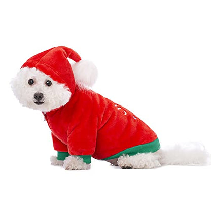 Christmas Puppy Dog Hoodies for Small Medium Dogs, Hooded Sweatshirt with Pocket Pet Cat Hoody Clothes Sweaters Fleece Coat Dog Costume - color: Red, size: Large
