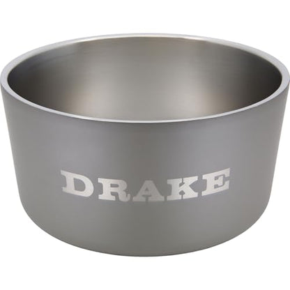 DRAKE WATERFOWL Team Gun Dog Insulated Stainless Steel Non-Slip Dog Bowl with Multi-Use Collapsible Silicone Lid - 7 Cup Capacity, Crocodile - color: Crocodile