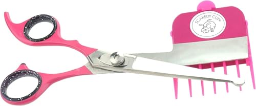 SCAREDY CUT Silent Pet Grooming Kit for Dog, Cat and All Pet Grooming - A Quiet Alternative to Electric Clippers for Sensitive Pets (Left-Handed Pink) - color: 16pc Left Handed Pink