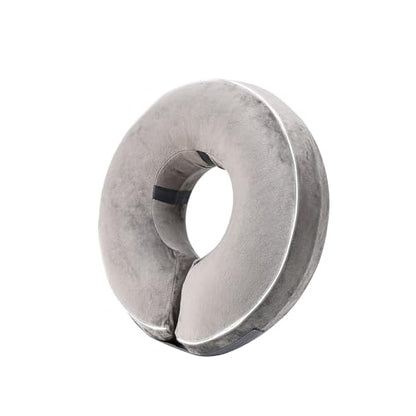 Inflatable Reflective Dog Cone Collar Alternative After Surgery,Doggie Recovery Dount Neck Ecollar,Adjustable Soft Dog Cone Collar for Small Medium Large Dogs (Grey, S) - color: Grey, size: Small（8.5"-10.5"）