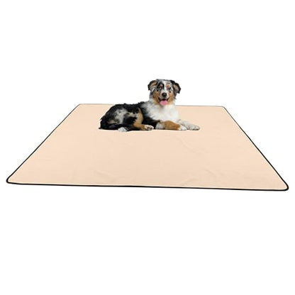 Washable Pee Pads for Dogs - 72” x 72” Extra Large Reusable Pet Mat for Dog Potty Training, Whelping, Playpen, or Crate Mat - Super Absorbent and Quick Drying Puppy Pads by PETMAKER (Beige)