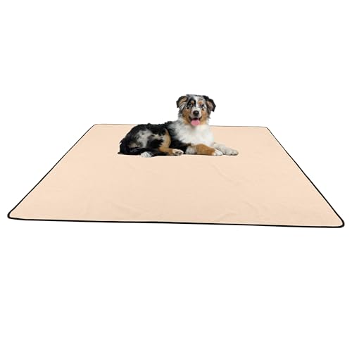 Washable Pee Pads for Dogs - 72” x 72” Extra Large Reusable Pet Mat for Dog Potty Training, Whelping, Playpen, or Crate Mat - Super Absorbent and Quick Drying Puppy Pads by PETMAKER (Beige)