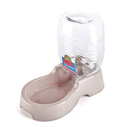 Flexzion Automatic Gravity Pet Waterer for Cat & Dog - Non-Skid & Easy-Clean Auto Replenish Water Dispenser Drinking Bowl (1/4 Gallon/ 900ml), Beige - color: Beige, size: 0.9 L