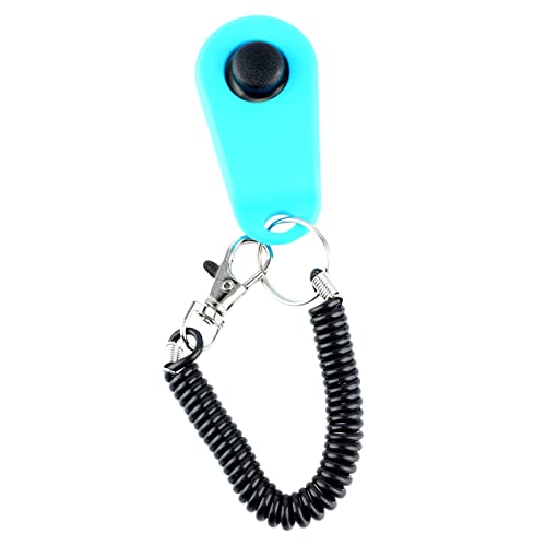 Dog Training Clicker, ABS Material Clicker with Black Long Wrist Strap and Ring, Universal for Dogs and Cats (Sky Blue) - color: Sky Blue