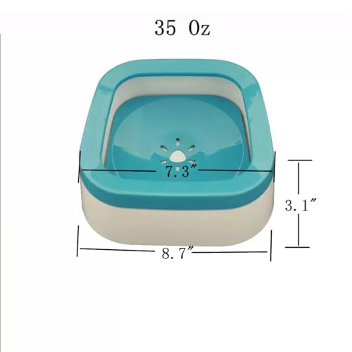 Anti-Splash Slow Water Bowl No Spill Water Feeder for Dogs and Cats 35 Oz Non-Slip Vehicle Carried (Lake Blue, M) - color: Lake Blue