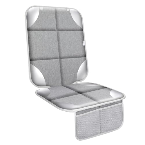 Meolsaek Car Seat Protector for Child Car Seat, Durable 600D Fabric Waterproof Car Seat Cover with Thick Pad Non-Slip Backing，No Imprints (Silver Gray-1 pc) - color: Silver Gray-1 pc