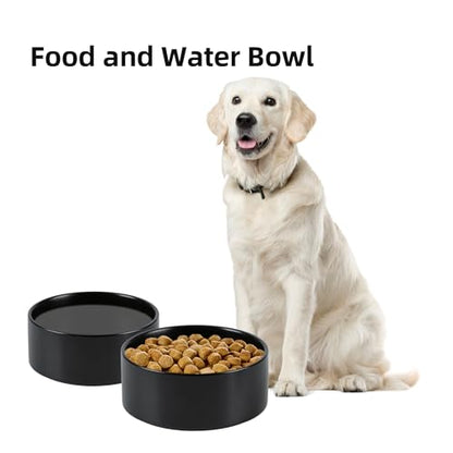 Havniva 8.3” Ceramic Dog Bowls, Dog Food and Water Bowl for Large Dogs, Durable Dog Water Bowl with Non-Slip Rubber Base Large Capacity Pet Feeding Bowl - color: Matte Black, size: 8.3 Inch