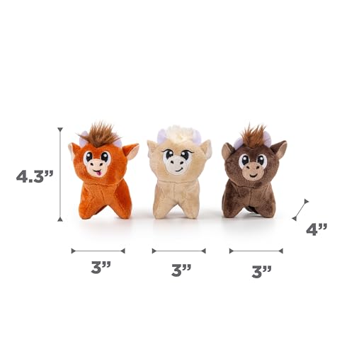 Outward Hound Squeakin’ Cows Dog Toy, Plush Highland Cow with Squeaker, Hide-A-Cow Replacement, Puppies & Small Dogs, 4.3”, 3-Pack - color: Cows (3-pack)