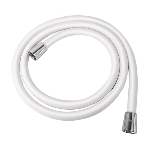 98" PVC Shower Hose Replacement Handheld Kink Free Stainless Steel Shower Head Wand Hose Extension Extra Long with Brass Insert and Nut, Durable & Flexible for Pet Bathing Cleaning - color: White, size: 98 Inches