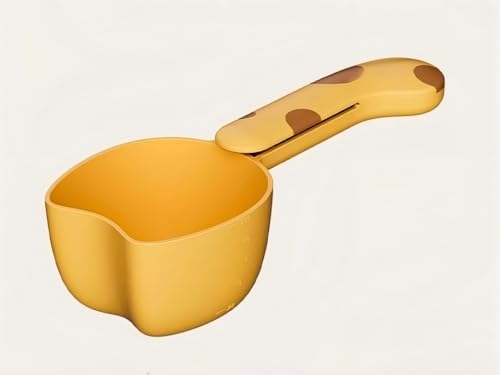 Pet Food Scoop with Measuring Scale, Long Handle Rice Scoop with Bag Clip, Multi-Purpose Measuring Cup for Dog Food, Cat Food, Rice, Grain, Kitchen Storage Scoop (Yellow) - color: Yellow