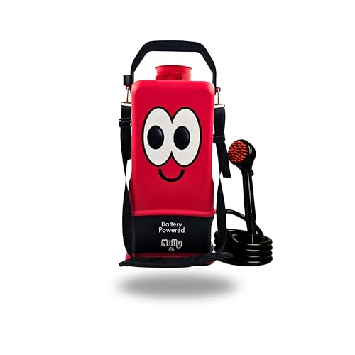 Portable Pet Wash Station - Dog Warm Water Washer with Brush and Water Head, Battery Powered, 5L Blue & 8L Red Models Available (Red, 8L) - color: Red, size: 8L