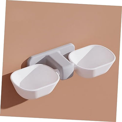 Yardwe Wall Mounted Dual Bowl Pet Feeder for Food and Water Creative Hanging Cat Feeding Station Pet Food Container for Cats Dogs and Rabbits Easy to Install