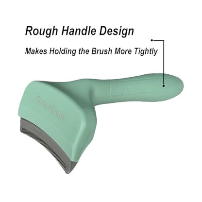 Pet Deshedding Tool with Curve Blade, Cat Grooming Brush, Tight V-shaped Teeth Shedding Comb for Cats and Dogs (Green, Small) - color: Green, size: Small