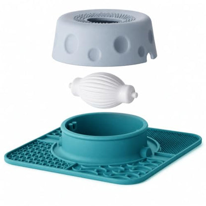 Dog Lick Bowl with Rolling Ball, 500ml Dog Lick Bowl | 2-in-1 lick mat and bowl for liquid treats and yogurt. Anti-slip suction base, food-grade silicone. All dog sizes