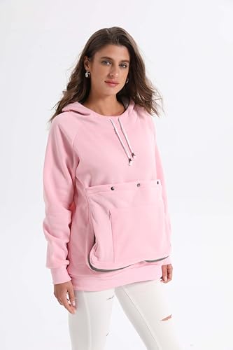 Pet Cat Dog Pouch Hoodie Small Animal Carrier – Kitten Puppy Pouch Sweatshirt Holder Fleece Unisex Hoodies Pink - color: Pink, size: Large