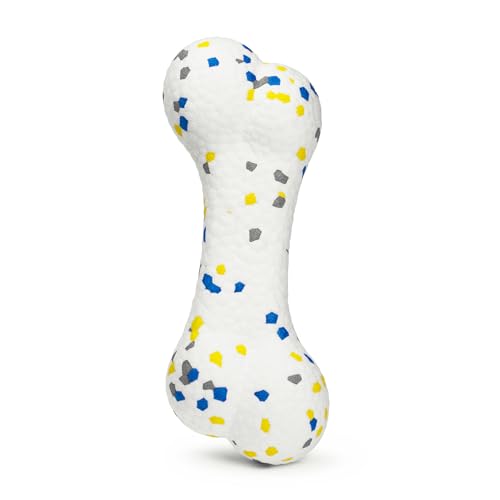 Moonorange 7.28" Indestructible Large Bone Balls for Aggressive Chewers Durable Stick Bouncy Interactive Chew Toy for Dogs Fetch Game Lightweight Floating Outdoor Training, White - color: White-Bone