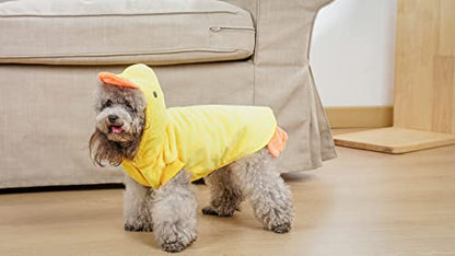 Mogoko Duck Dog Costumes, Pet Halloween Cosplay Hoodies, Adorable Yellow Duck Costume,Animal Fleece Hoodie Warm Outfits Clothes - size: Back:14.6",Neck:14.2",Chest:18.1"